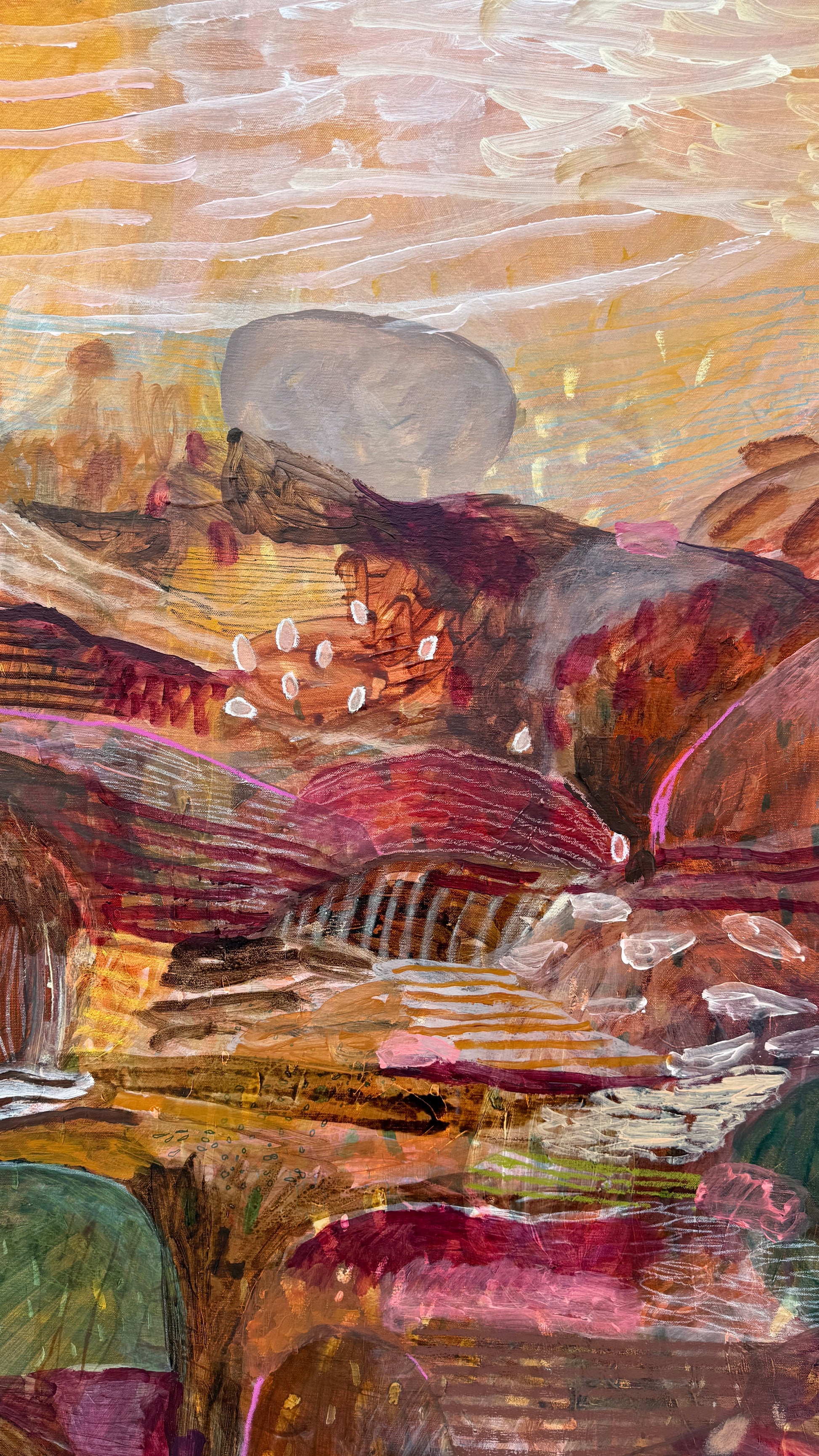 JWG Abstract painting with textured brushstrokes in earthy tones