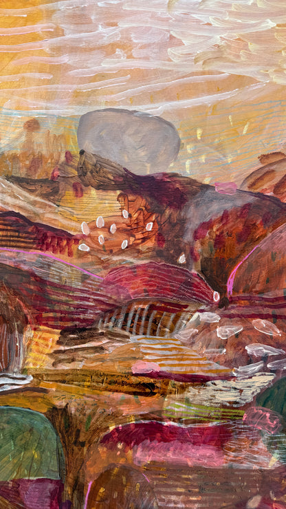 JWG Abstract painting with textured brushstrokes in earthy tones