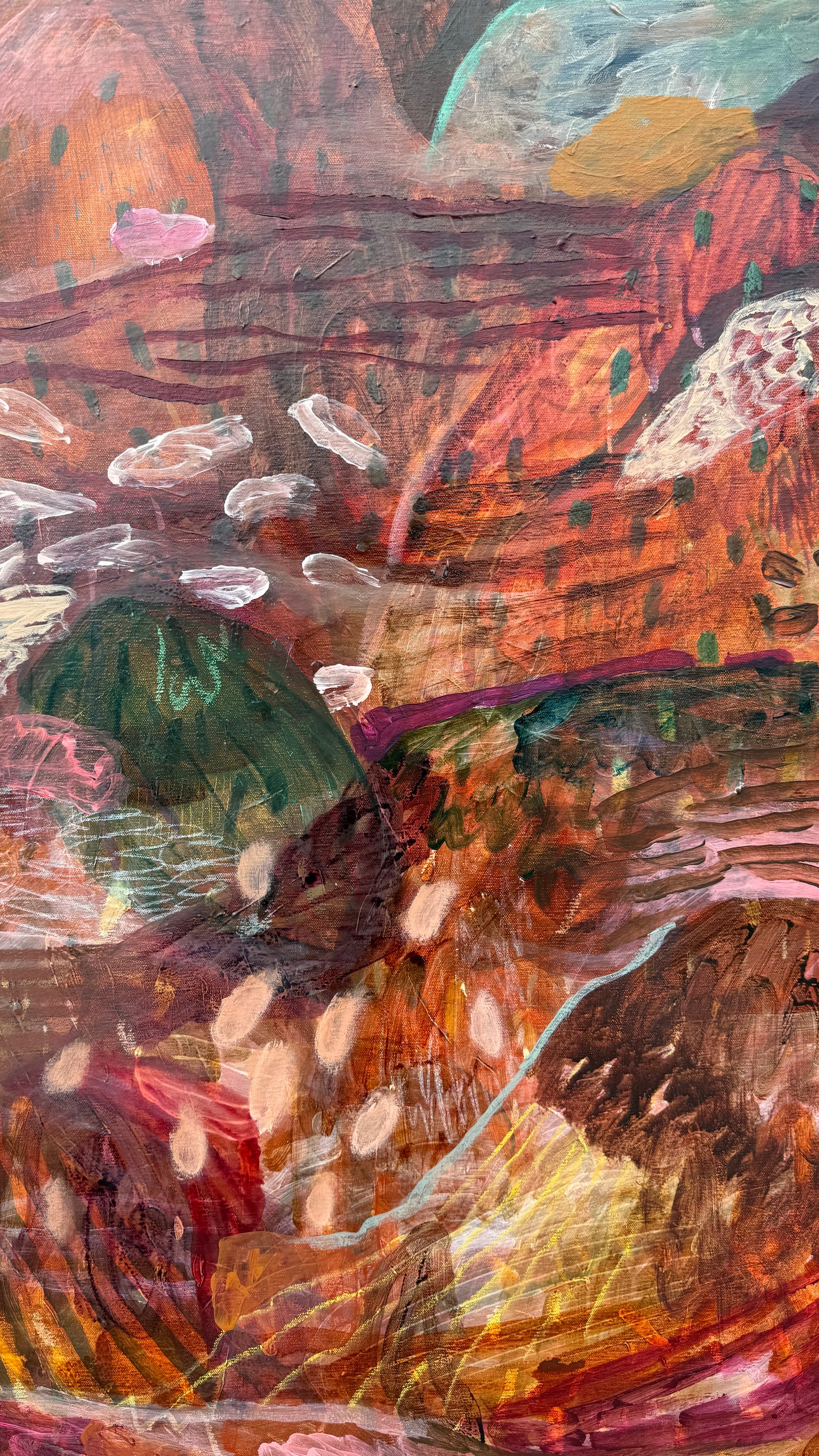 JWG Artwork - Abstract painting with a mix of warm colours and textures