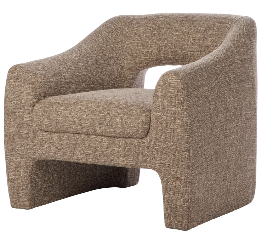 Brown textured armchair on a white background
