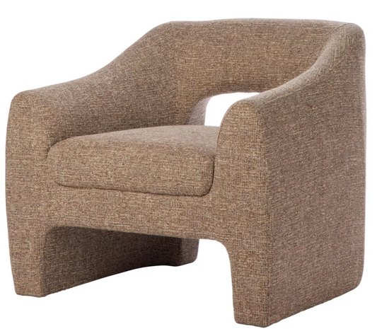 Brown textured armchair on a white background