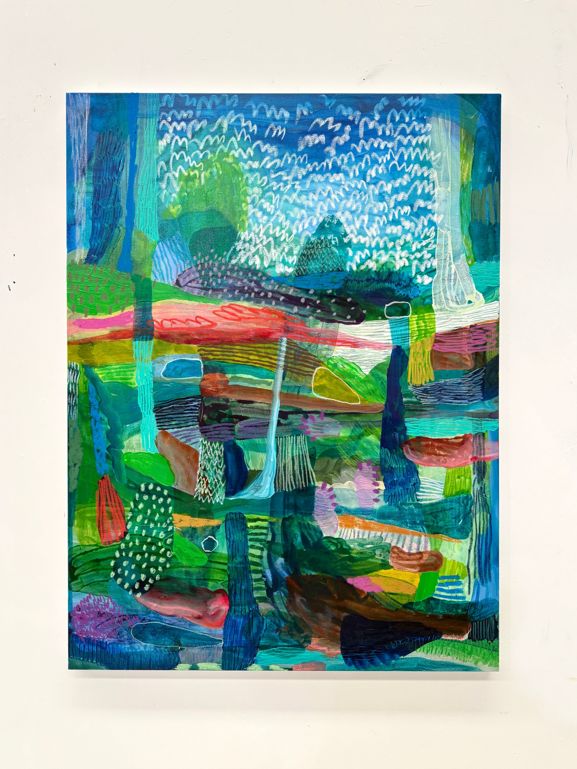 JWG Abstract artwork with vibrant colors on a white background