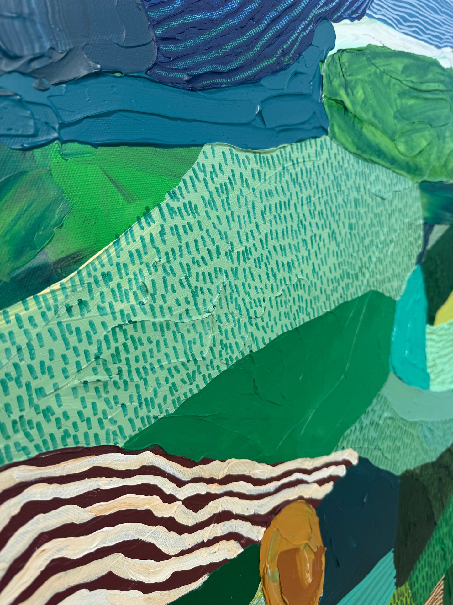 JWG Abstract artwork with green, blue, and brown tones