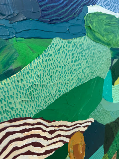 JWG Abstract artwork with green, blue, and brown tones