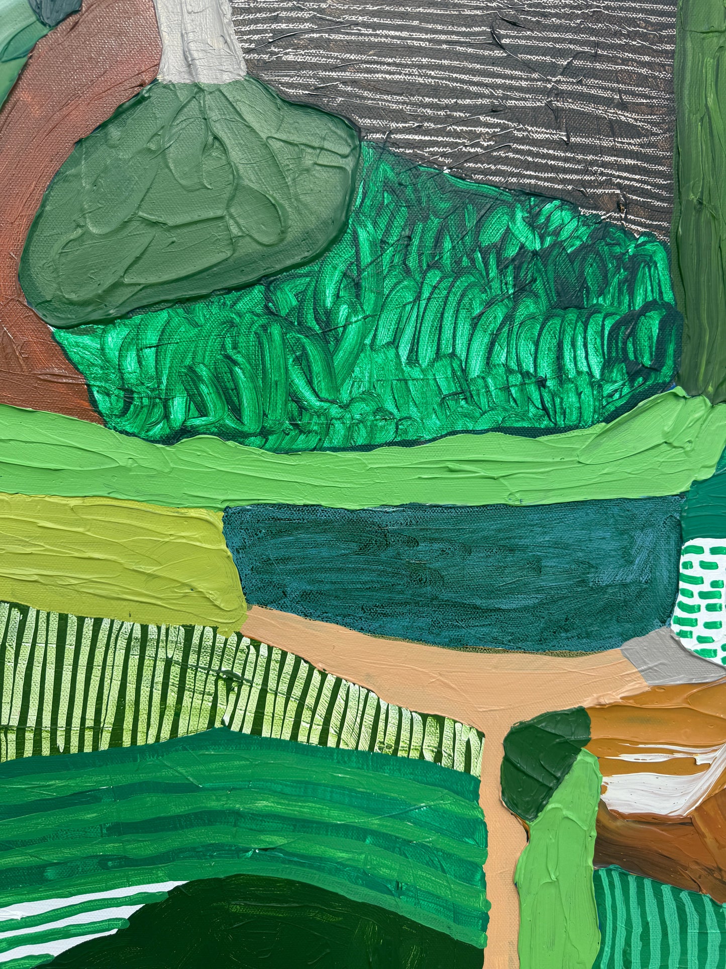 JWG Close-up of green ARTWORK with different textures and patterns