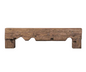 Wooden bench with rustic design on a gray floor and background