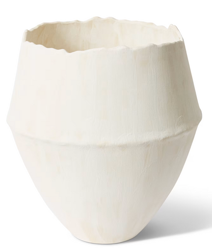 White ceramic vase on a white background