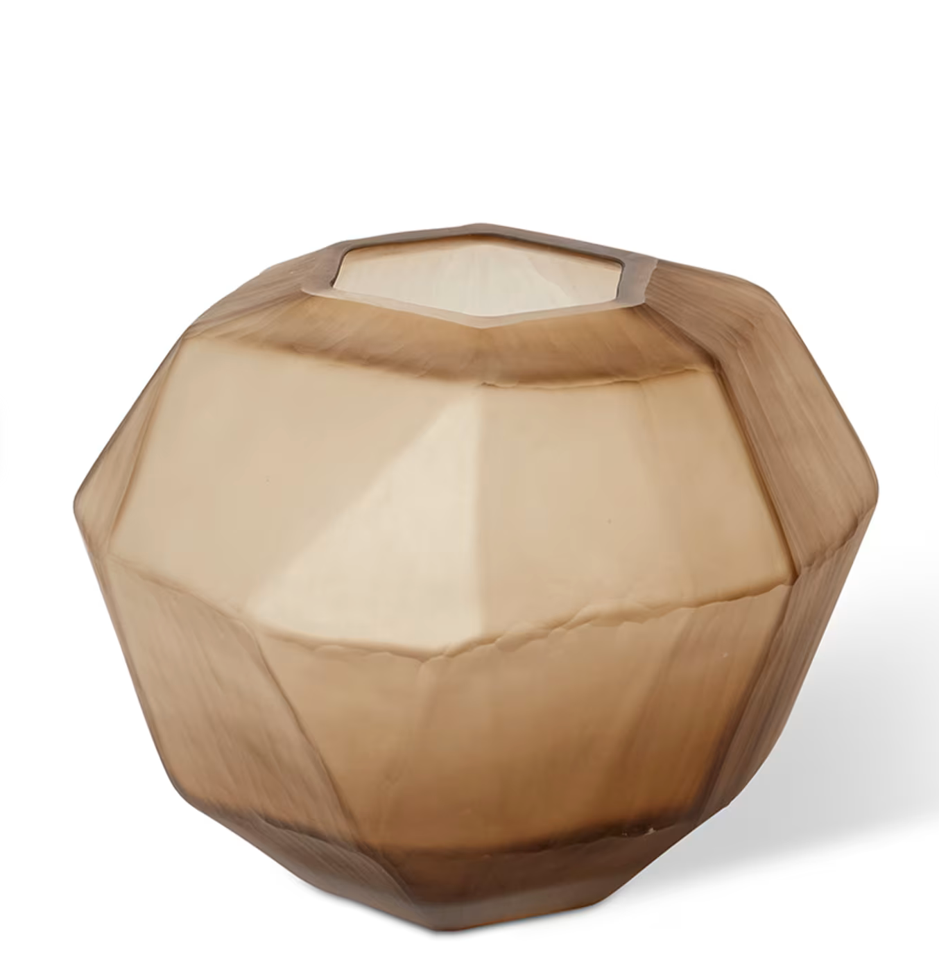 Faceted brown vase on a white background