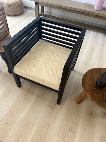 Black Teak Square Chair - with seat cushion image 1